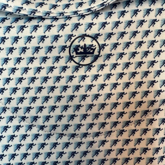 Peter Millar Crown Sport Button Polo Blue Pattern Size Medium - Picture 5 of 6